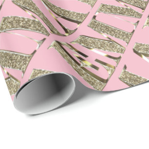 Papel De Regalo Emma Elegant Golden Purpurina Aspecto Nombre de la