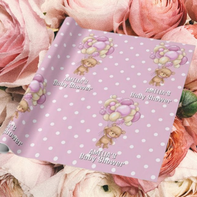 Papel De Regalo Emocionante Baby Shower de Teddy Bear (Transform your gifts into delightful surprises with our adorable teddy bear wrapping paper! )