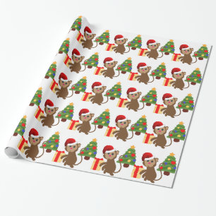 Papel De Regalo emoji de monos santa claus