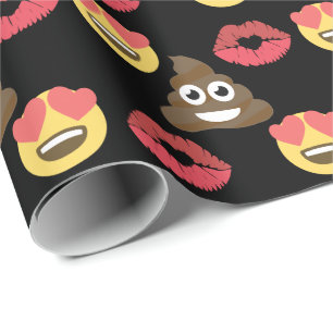 Papel De Regalo Emoji dulce en el amor, emoji de caca y besos