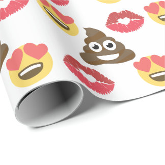 Papel De Regalo Emoji dulce en el amor, emoji de caca y besos