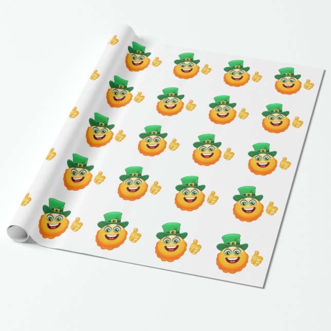 Papel De Regalo emoji leprechaun (Desenrollado)