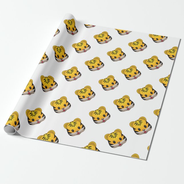 Papel De Regalo Emoji linda del tigre (Desenrollado)