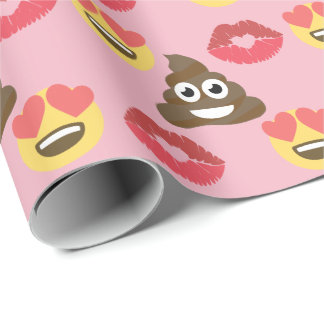 Papel De Regalo Emoji linda en amor, emoji del impulso y besos