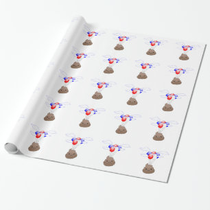 Papel De Regalo Emoji Poo Volando Con Globos