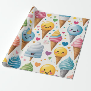 Papel De Regalo emojis sonrientes dulces y juguetonas cremas