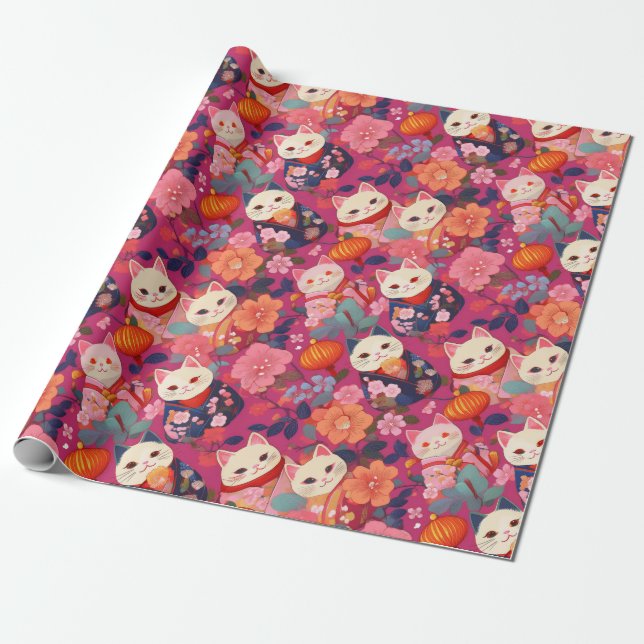 Papel De Regalo Empaquetado japonés de tela de Kimono (Desenrollado)