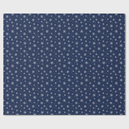 Papel De Regalo Empaquetado negro con tema de copos de nieve blanc