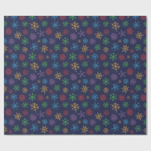Papel De Regalo Empaquetado Temático de Copos de Nieve de Color de