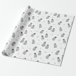 Papel De Regalo Emperador bebé pingüino patrón en blanco