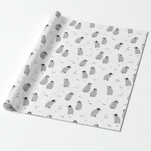 Papel De Regalo Emperador bebé pingüino patrón en blanco