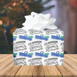 Papel De Regalo Empezando a parecer Navidades de camiones azules