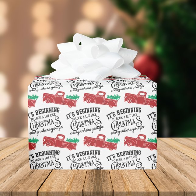 Papel De Regalo Empezando a parecer Navidades de Camiones Rojos (Subido por el creador)