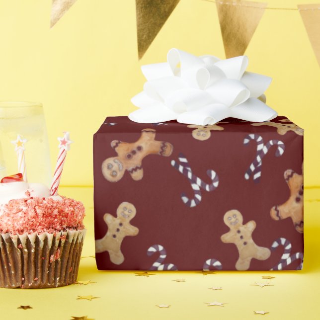 Papel De Regalo Empleados de pan de jengibre y Navidades de caña d (Fiesta de cumpleaños )