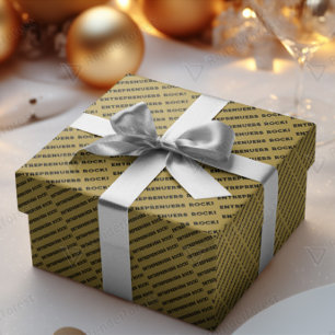 Papel De Regalo Emprendedores Rock Gold Black Minimalistas