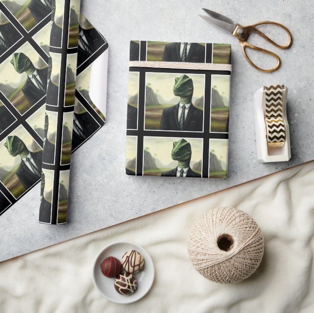 Papel De Regalo Empresario de dinosaurios prehistóricos, generada  (Artesanía)