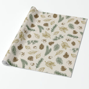 Papel De Regalo en los pinecones rústicos del piso del bosque