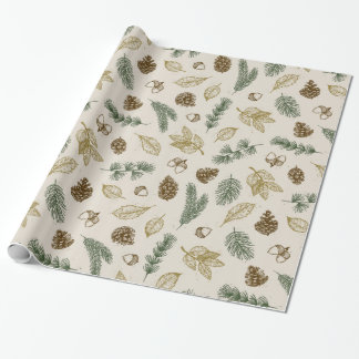 Papel De Regalo en los pinecones rústicos del piso del bosque