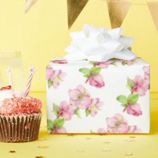 Papel de Regalo en Rollo - Flor de Helleboro Rosa