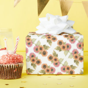 Papel de Regalo en Rollo - Girasoles Rosas y Amari