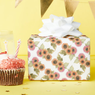Papel de Regalo en Rollo - Girasoles Rosas y Amari