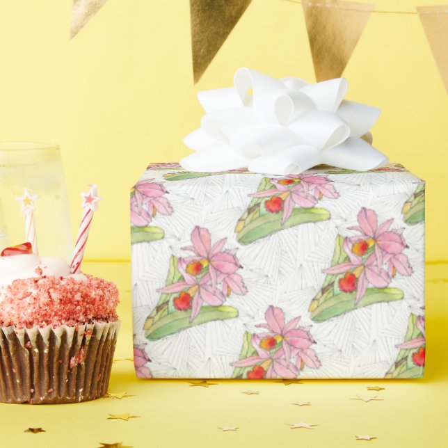 Papel de Regalo en Rollo - Orquídea Rosa (Fiesta de cumpleaños )