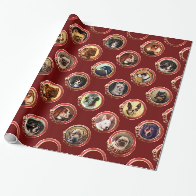 PAPEL DE REGALO ENAMIENTOS VICTORIANOS/RETRATOS DE PERROS MINIATUR (Desenrollado)