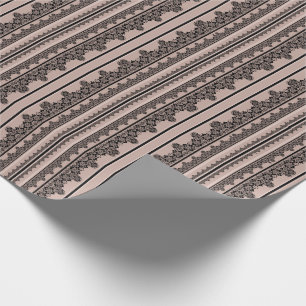Papel De Regalo encaje negro, calado, fondo marrón, beige, bla