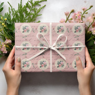 Papel De Regalo Encajes Antiguos con Rosas y Letra Antigüa