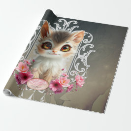Papel De Regalo Encantador, gatito esponjoso