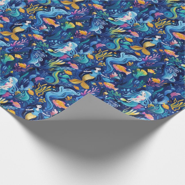 Papel De Regalo Encantador Matte de Fantasía Subacuática (Esquina)