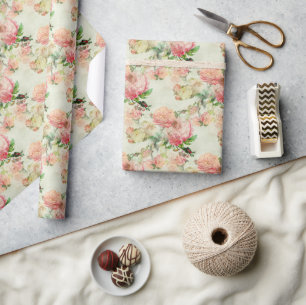 Papel De Regalo Encantador patrón de arte shabby chic rosas floral