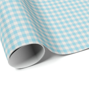 Papel De Regalo Encantador patrón de cuadros gingham azul claro vi