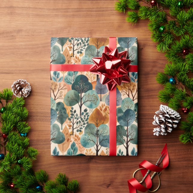 Papel De Regalo Encantadores árboles otoñales (Regalo de vacaciones)