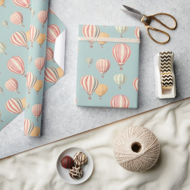 Papel De Regalo Encantadores niños con globos aerostáticos (Artesanía)