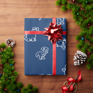 Papel De Regalo Encantadores Personalizados blancos en azul marino