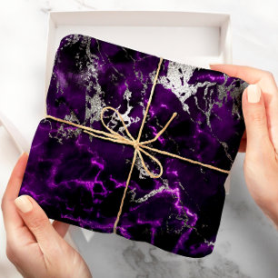 Papel De Regalo Encanto brillante de mármol blanco de plata