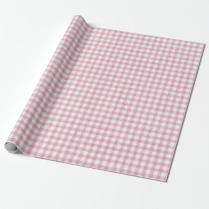 Papel De Regalo Encanto de Gingham Rosa y Blanco aterciopelado