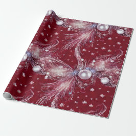 Papel De Regalo Encanto de Perla Rojo y Blanco con Pies de Pájaros