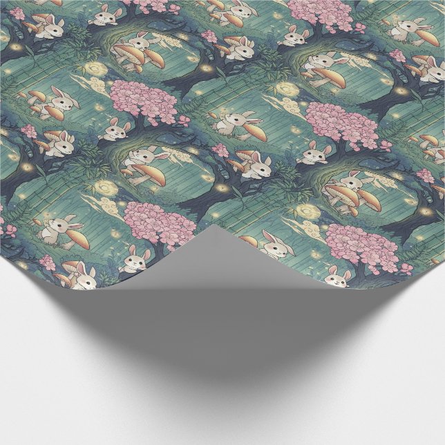 Papel De Regalo Enchanted forest, Bunny cherry blossom (Esquina)