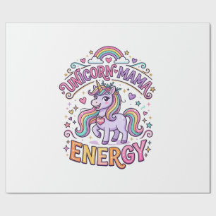 Papel De Regalo Energía de Mamá Unicornio Diseño Colorido Zazzle_1