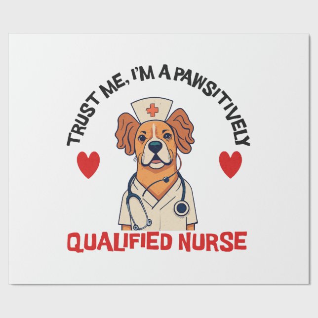 Papel De Regalo Enfermera Calificada Pawsitivamente (Superficie plana)