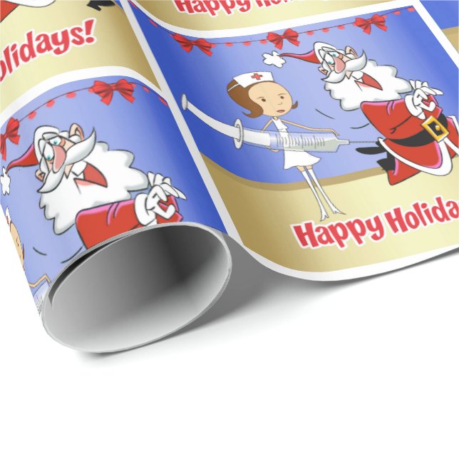 Papel De Regalo Enfermera con Navidades Santa (Esquina del rollo)