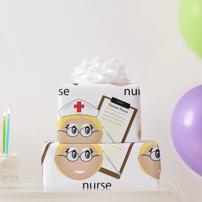 Papel De Regalo Enfermera con portapapeles médico y termómetro (Subido por el creador)