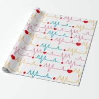 Enfermera Cute Patrón EKG Cardiograma Cirujano