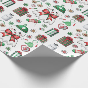 Papel De Regalo Enfermera de Navidad con estetoscopio médico de va