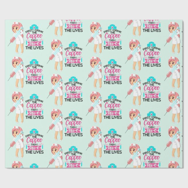 Papel De Regalo Enfermera divertida diciendo con gran aguja hipodé (Superficie plana)