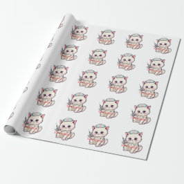 Papel De Regalo Enfermera Divertida Gato Localizador de Venas Pers