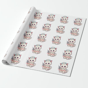 Papel De Regalo Enfermera Divertida Gato Localizador de Venas Pers