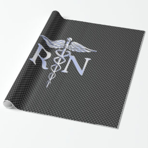 Papel De Regalo Enfermera inscrita RN Silver Caduceus Snakes